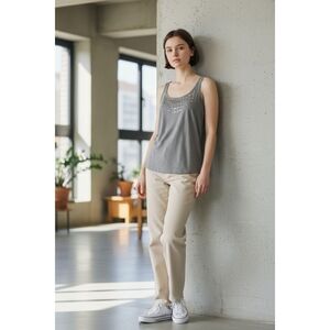 New York & Company Gray Top With Sequins